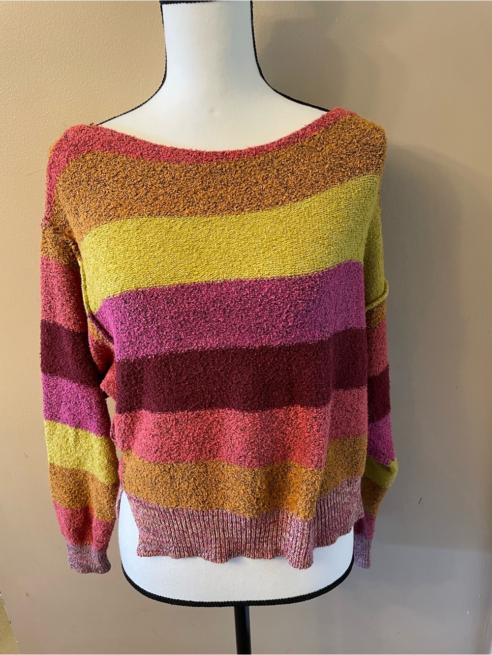 Free People-Vintage Striped Multicolor Cozy Sweater - Women's